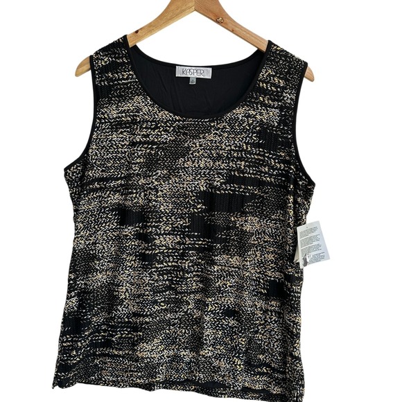 Kasper Tank Top Gold Metallic Accent Career Large NWT Office Cocktail Chic‎ - Picture 1 of 10